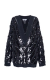 VALENTINO OVERSIZED SEQUINED WOOL V-NECK SWEATER,804264