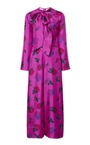 VALENTINO PUSSY-BOW FLORAL SILK JUMPSUIT,804276