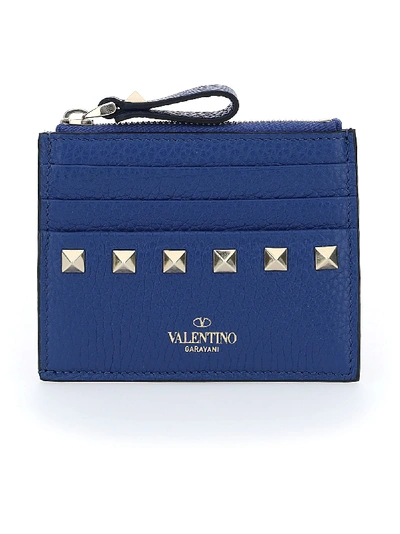 Valentino Garavani Card Holder In Blu Delft