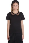 RED VALENTINO T-SHIRT IN BLACK COTTON,11458892