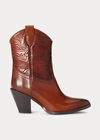 RALPH LAUREN TOOLED LEATHER ANKLE BOOT,0043282342