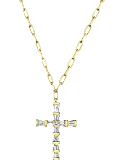 Shay Mini Diamond Cross Necklace In Gold