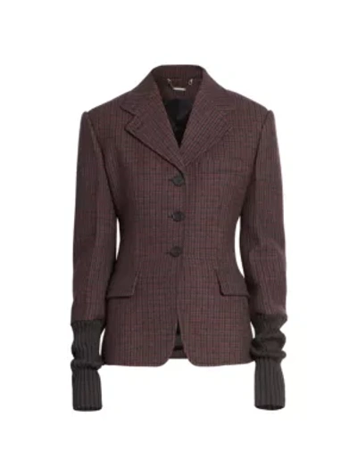 Chloé Herringbone Wool Jacket In Somber Brown