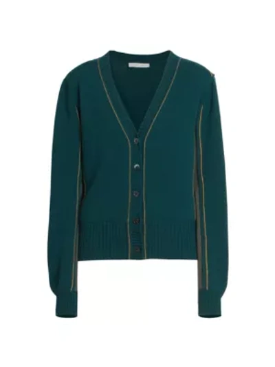 Chloé Cashmere V-neck Cardigan In Abyss Green
