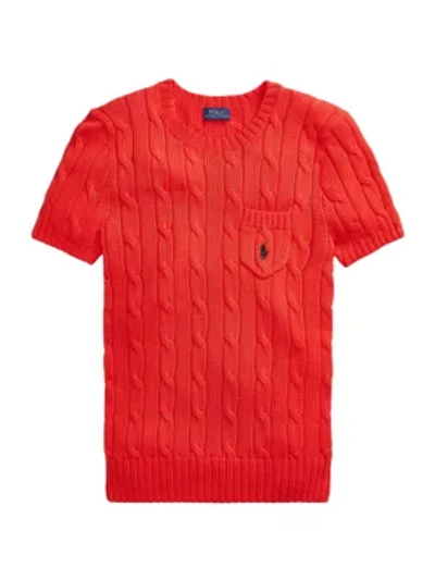 Ralph Lauren Cable Knit Pocket T-shirt In African Red