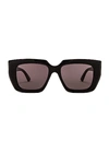 Bottega Veneta Square Sunglasses In Shiny Black