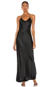 Nili Lotan Cyrielle Open-back Silk-charmeuse Gown In Black