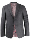 Thom Browne Flannel Classic Tonal 4-bar Sport Blazer In Grey