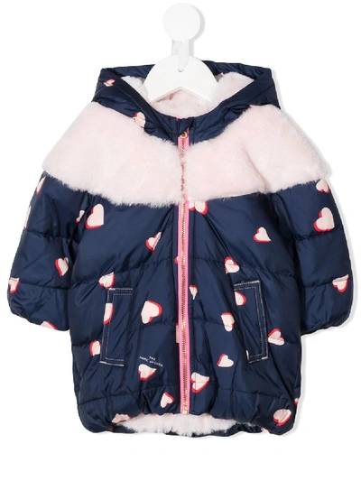 Little Marc Jacobs Babies' Heart-print Padded Coat In Blue