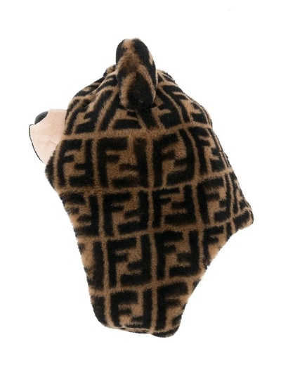 Fendi Babies' Ff Bear Hat In Brown