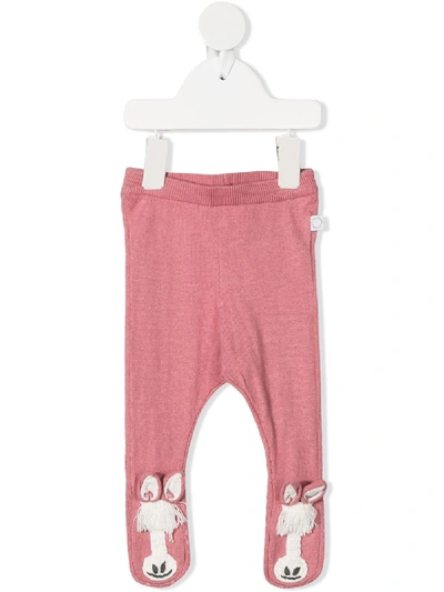 Stella Mccartney Babies' Horse Cotton Blend Tricot Knit Leggings In Pink