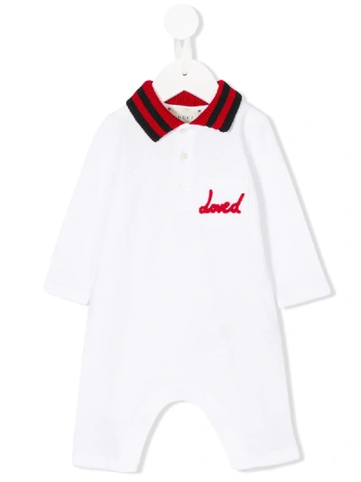 Gucci Babies' Loved Chest Pocket Romper In White