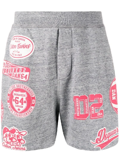 Dsquared2 Varsity Sport-print Track Shorts In Grey