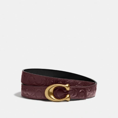 Coach Sculpted Signature Reversible Belt In Signature Leather In Red - Size Xs/s