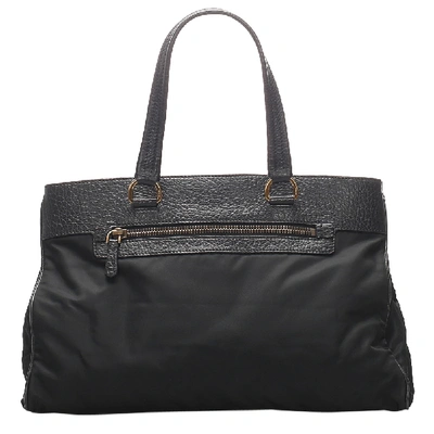 Pre-owned Prada Black Leather Nylon Tessuto Shoulder Bag