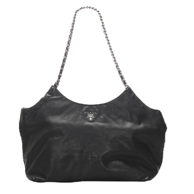 Pre-owned Prada Black Leather Chain Shoulder Bag