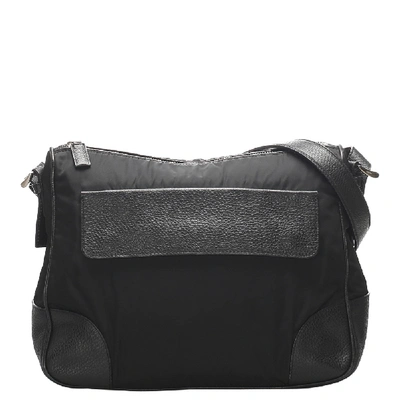 Pre-owned Prada Black Tessuto Nylon Leather Crossbody Bag