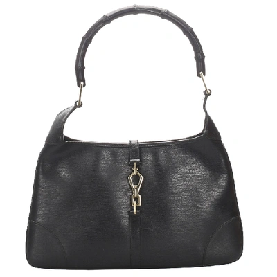 Pre-owned Gucci Black Bamboo Leather Jackie Bag