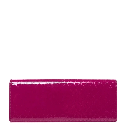 Pre-owned Gucci Magenta Microssima Patent Leather Broadway Clutch In Pink