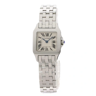 Pre-owned Cartier White Stainless Steel Santos Demoiselle W25064z5 Women's Wristwatch 20 Mm