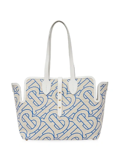 Burberry The Medium Tb-tape Canvas Tote Bag In Blue