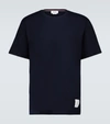 Thom Browne Crew Neck Cotton T-shirt With Distinctive Logo In Blue