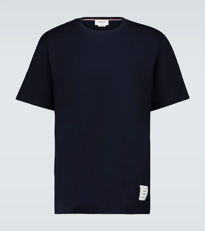 Thom Browne Navy Cotton T-shirt In Blue