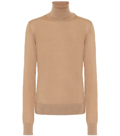 Dolce & Gabbana Cashmere And Silk-blend Turtleneck Sweater In Brown