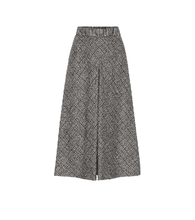 Dolce & Gabbana Checked High-rise Wool-blend Skirt In Taupe