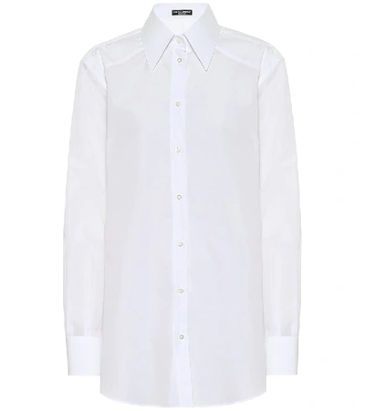 Dolce & Gabbana Long-sleeved Cotton Shirt In White