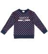 GUCCI POLKA-DOT LOGO COTTON SWEATSHIRT,P00498901