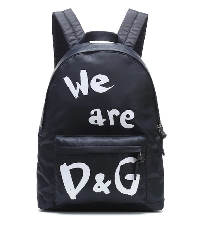 Dolce & Gabbana Kids' Nylon Backpack With We Are D&g Print In Blue