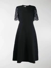 Valentino Lace Sleeve Dress In Black