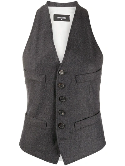 Dsquared2 Fitted Waistcoat In Grey