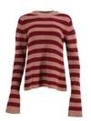 Lhd Horizontal Stripe Knit Jumper In Red