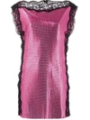 CHRISTOPHER KANE PINK CHAINMAIL LACE MINI DRESS,PF20 DR3589