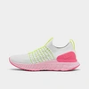 Nike Women's React Phantom Run Flyknit 2 Running Sneakers From Finish Line In White/ White/ Volt/ Pink Glow