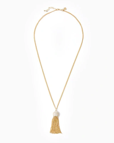 Lilly Pulitzer Fronds Tassel Necklace In Gold Metal