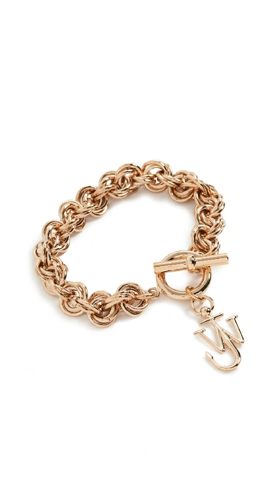 Jw Anderson Logo-charm Chain-link Bracelet In Gold