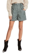 Isabel Marant Étoile Palino Cotton Gabardine Shorts In Green