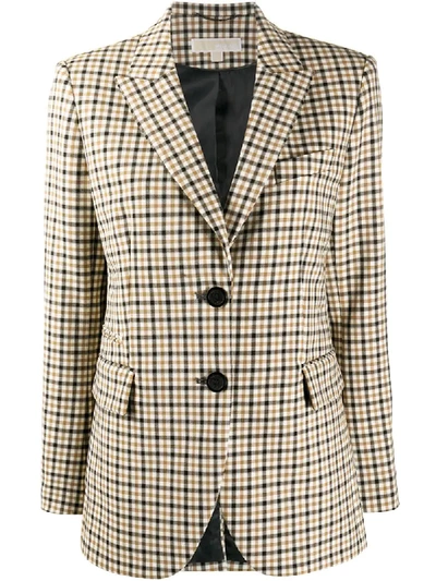Michael Michael Kors Checked Single-breasted Blazer In Beige