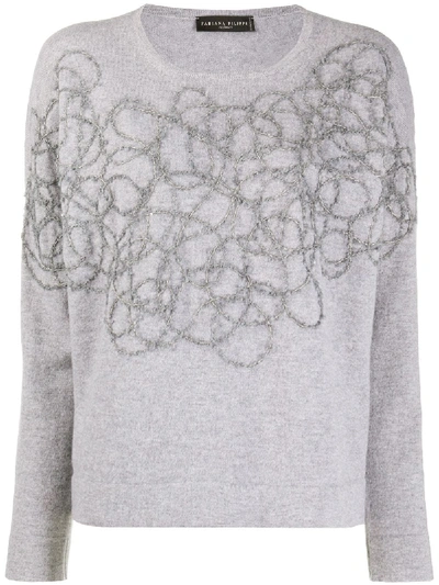 Fabiana Filippi Embroidered Wool Jumper In Grey
