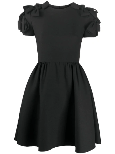 Valentino Bow-embellished Full Skirt Dress In Black