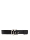Gucci Double-g-buckle Leather Belt In Black