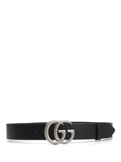Gucci Leather Belt With Double G Buckle In Black