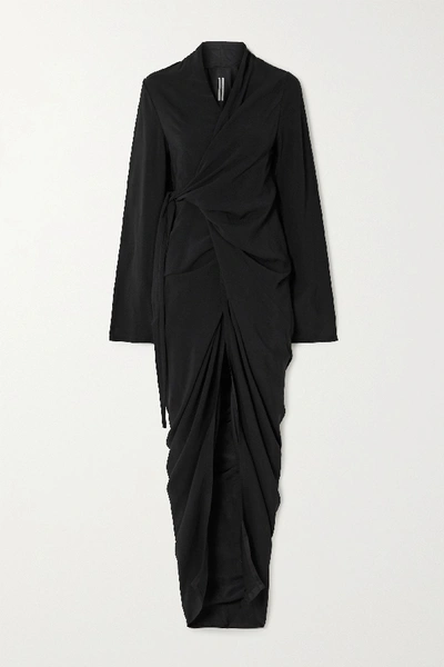Rick Owens Abito Jersey Wrap Maxi Dress In Black