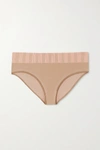 BASERANGE + NET SUSTAIN BELL TWO-TONE RIBBED ORGANIC COTTON-BLEND BRIEFS