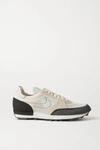 NIKE DAYBREAK TYPE LEATHER-TRIMMED EMBROIDERED MESH AND SUEDE SNEAKERS