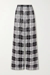 BALENCIAGA CHECKED SEQUINED TULLE WIDE-LEG PANTS