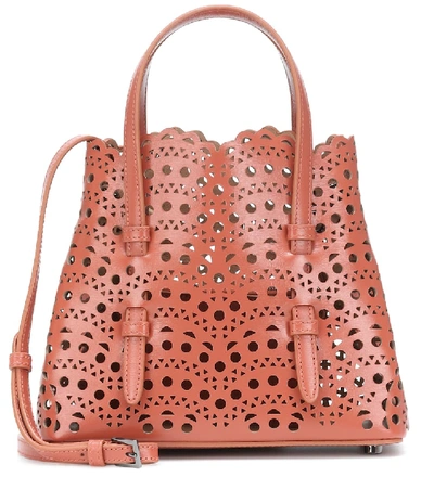 Alaïa Mina 25 Small Leather Tote In Brown